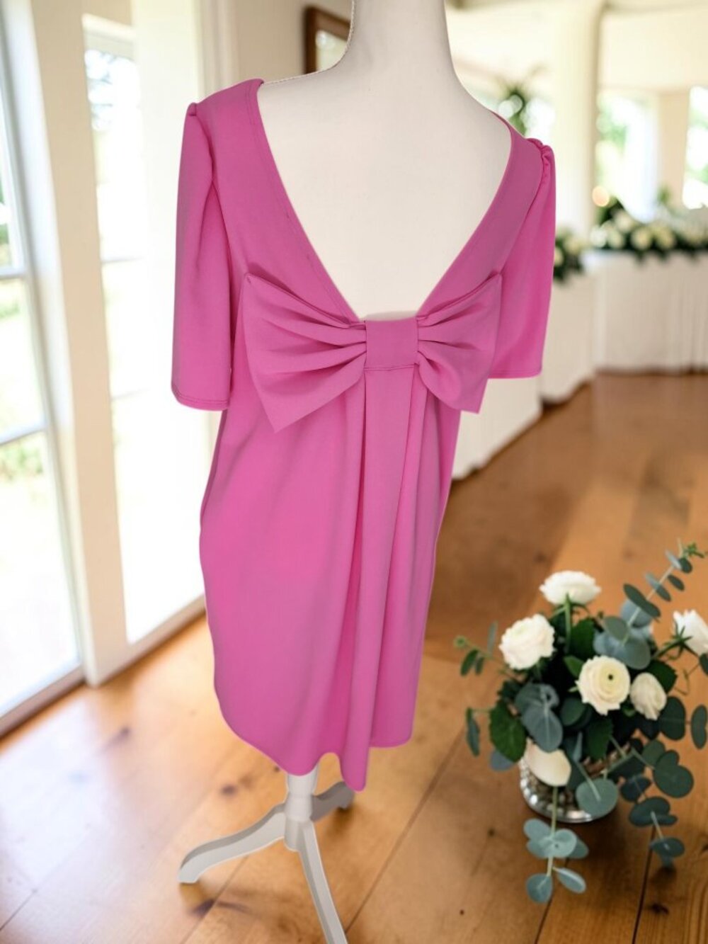 💖 Carole Christian Pink Bow Back Dress Large NWT 💖 - Picture 7 of 11